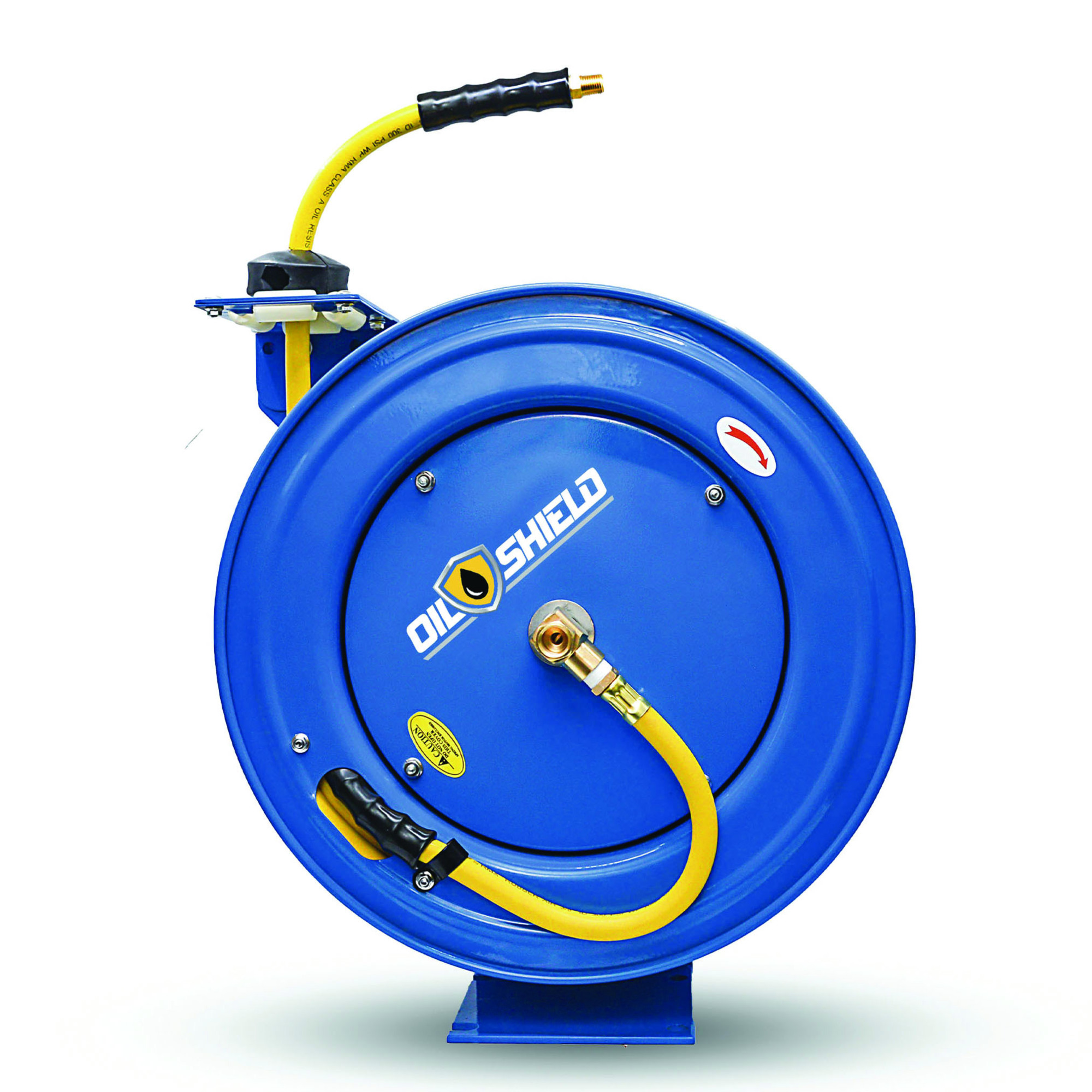 OilShield, Rubber Air Hose Reel HD SA Assembly 1/2in.x50ft., Hose Diameter 1/2 in, Hose Length 50 ft, Model# OSRHD1250